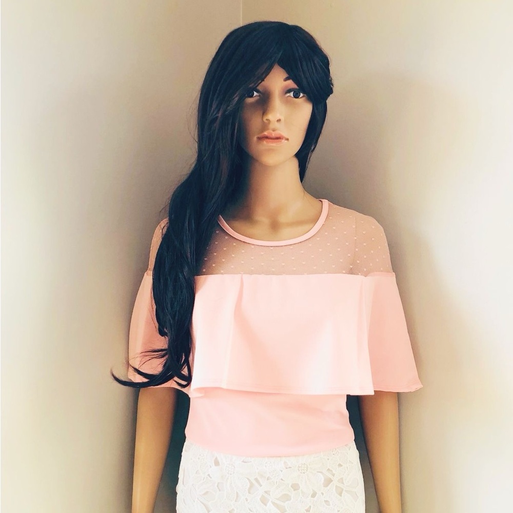👚Light Pink Sheer Overlay Blouse | Elegant Feminine Top